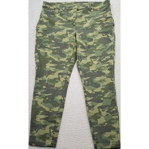 Maison Jules Jegging Jeans Women XL Green Camouflage Stretch Mid Rise Flat Front